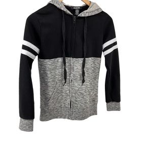 Five.BY.Five Woman’s XS Black &‎ Gray Zip Up Hooded Sweat Jacket